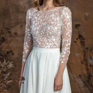 Handmade sheer floral lace bodysuit